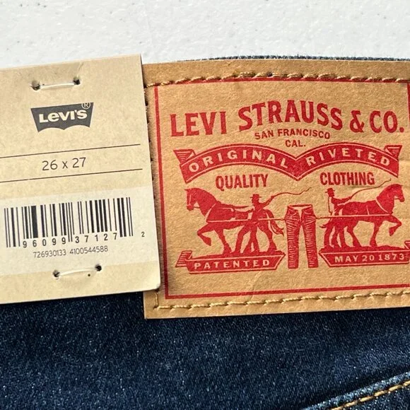 Levis Rib Cage Straight Ankle Jeans Womens 26 X 27 Button Fly Distressed Denim - Picture 5 of 13